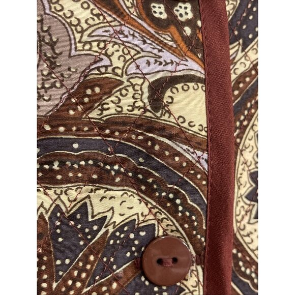 Silk‎ Land  Women Sz PL JacketCreamy/Brown  Floral Paisley Pleated Quilt Lined - Picture 2 of 15